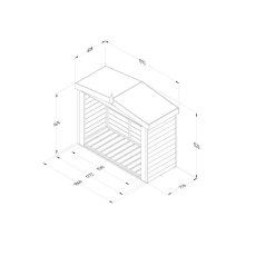 6x3 Forest Overlap Apex Log Store - Pressure Treated - dimensions