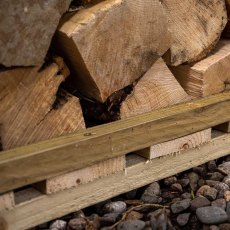 6x3 Forest Overlap Apex Log Store - Pressure Treated - close up of logs