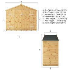 3x7 Mercia Tongue & Groove Bike Store - dimensions