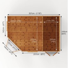 12x8  Mercia Corner Summerhouse with Side Shed - footprint