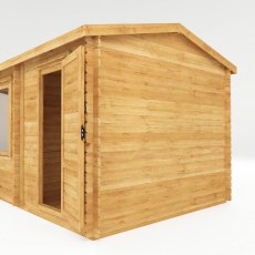 17x10 Mercia Corner Lodge Plus Log Cabin with Side Shed - isolated side view