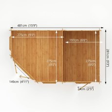 17x10 Mercia Corner Lodge Plus Log Cabin with Side Shed - footprint