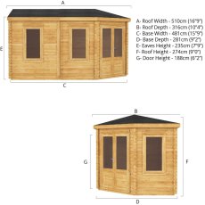 17x10 Mercia Corner Lodge Grande Log Cabin - dimensions