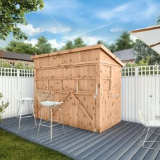 9x4 Mercia Premium Garden Bar + Shutter Pack - Pressure Treated - in situ - angle view - shutters cl