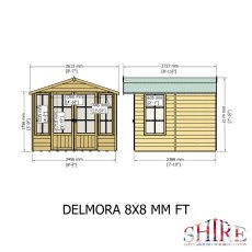 8x8 Shire Delmora Summerhouse - Dimensions