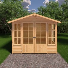 8x8 Shire Delmora Summerhouse - in situ, front view
