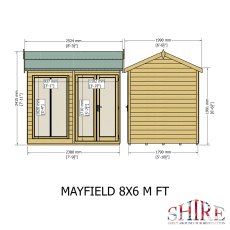 8x6 Shire Mayfield Summerhouse - Dimensions