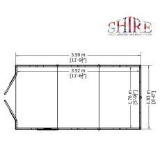 12 x 6 Shire Warwick Shiplap Apex Shed with Double Doors - floor plan