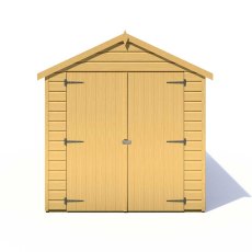 12 x 6 Shire Warwick Shiplap Apex Shed with Double Doors - isolated front view double doors closed