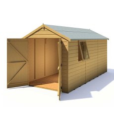 12 x 6 Shire Warwick Shiplap Apex Shed with Double Doors - isolated doors open