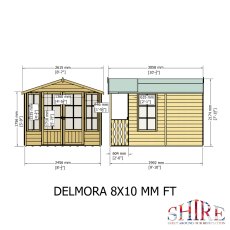8x10 Shire Delmora Summerhouse With Verandah - Dimensions