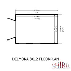 8x12 Shire Delmora Summerhouse - Footprint
