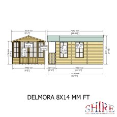 8x14 Shire Delmora Summerhouse - Dimensions