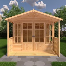 8x14 Shire Delmora Summerhouse - in situ, front view