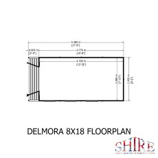 8x18 Shire Delmora Summerhouse With Verandah - Footprint