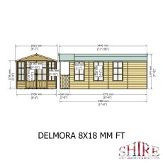 8x18 Shire Delmora Summerhouse With Verandah - Dimensions