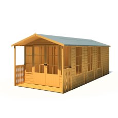 8x18 Shire Delmora Summerhouse With Verandah - Angle View - Doors closed