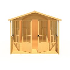 8x18 Shire Delmora Summerhouse With Verandah - Front View - Windows open