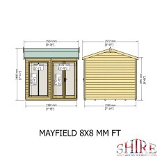 8x8 Shire Mayfield Summerhouse - Angle View - Dimensions