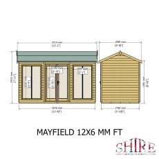 12x6 Shire Mayfield Summerhouse - Dimensions