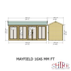 16x6 Shire Mayfield Summerhouse - Dimensions