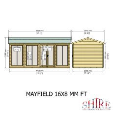 16x8 Shire Mayfield Summerhouse - Dimensions