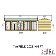 20x8 Shire Mayfield Summerhouse - Front View - Dimensions