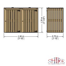 6x3 Shire Double Wheelie Bin Store - Dimensions