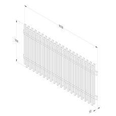 3ft High Forest Pressure Treated Contemporary Picket Fence Panel - Dimenisons