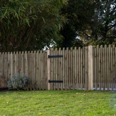 3ft High Forest Contemporary Picket Gate - Pressure Treated - In Situ, Right-Hand View