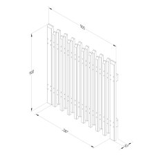 3ft High Forest Contemporary Picket Gate - Pressure Treated - Dimensions