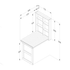 Forest Wooden Fold Down Garden Wall Bar - dimensions opened up