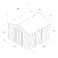 10x10 Forest 4Life Overlap Windowless Apex Shed with Double Doors - dimensions