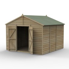 10x10 Forest 4Life Overlap Windowless Apex Shed with Double Doors - isolated with doors open