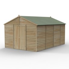 10x15 Forest 4Life Overlap Windowless Apex Shed with Double Doors - with doors closed