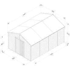 10x15 Forest 4Life Overlap Windowless Apex Shed with Double Doors - dimensions