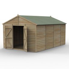 10x15 Forest 4Life Overlap Windowless Apex Shed with Double Doors - isolated with doors open