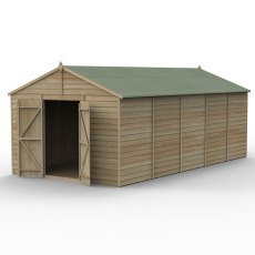 10x20 Forest 4Life Overlap Windowless Apex Shed with Double Doors - isolated with doors opem