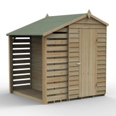 4x6 Forest 4Life Overlap Apex Shed with Lean To - with doors closed