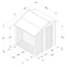 4x6 Forest 4Life Overlap Apex Shed with Lean To - dimensions