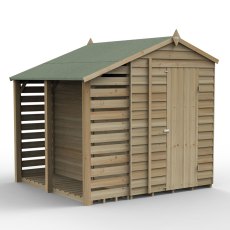5 x 7 (2.18m x 2.31m) Forest 4Life Overlap Apex Shed with Lean To - with doors closed
