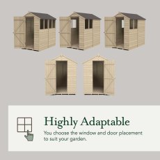 5x7 Forest 4Life Overlap Apex Shed with Lean To - door and window configurations