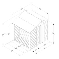 4x6 Forest 4Life Overlap Windowless Apex Shed with Lean to - dimensions