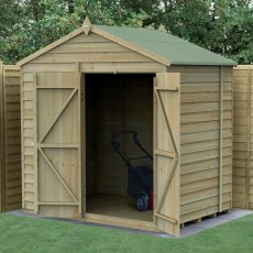7x5 Forest 4Life Overlap Windowless Apex Shed with Double Doors - with doors open