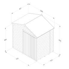 7x5 Forest 4Life Overlap Windowless Apex Shed with Double Doors - dimensions