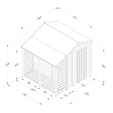 5x7 Forest 4Life Overlap Windowless Apex Shed with Lean to - dimensions