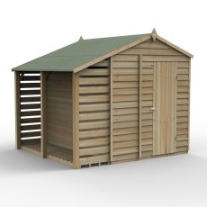 6x8 Forest 4Life Overlap Apex Shed with Lean To - with doors closed