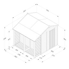 6x8 Forest 4Life Overlap Apex Shed with Lean To - dimensions