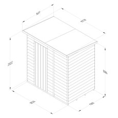 6x4 Forest 4Life Overlap Windowless Pent Shed - dimensions