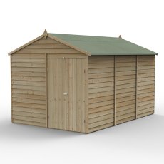 8x12 Forest 4Life Overlap Windowless Apex Shed with Double Doors - with doors closed
